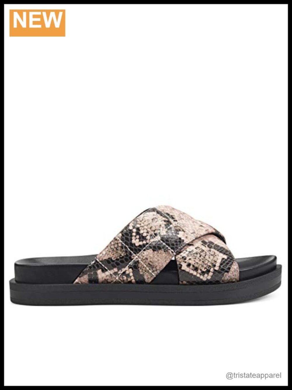 Leather Slide Sandals with Padded Strap & Cushioned Sole